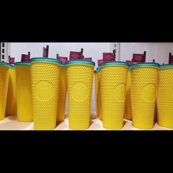 Starbucks Pineapple Studded Tumbler Yellow Cold Cup 24oz Hawaii Exclusive NWT - Picture 9 of 9